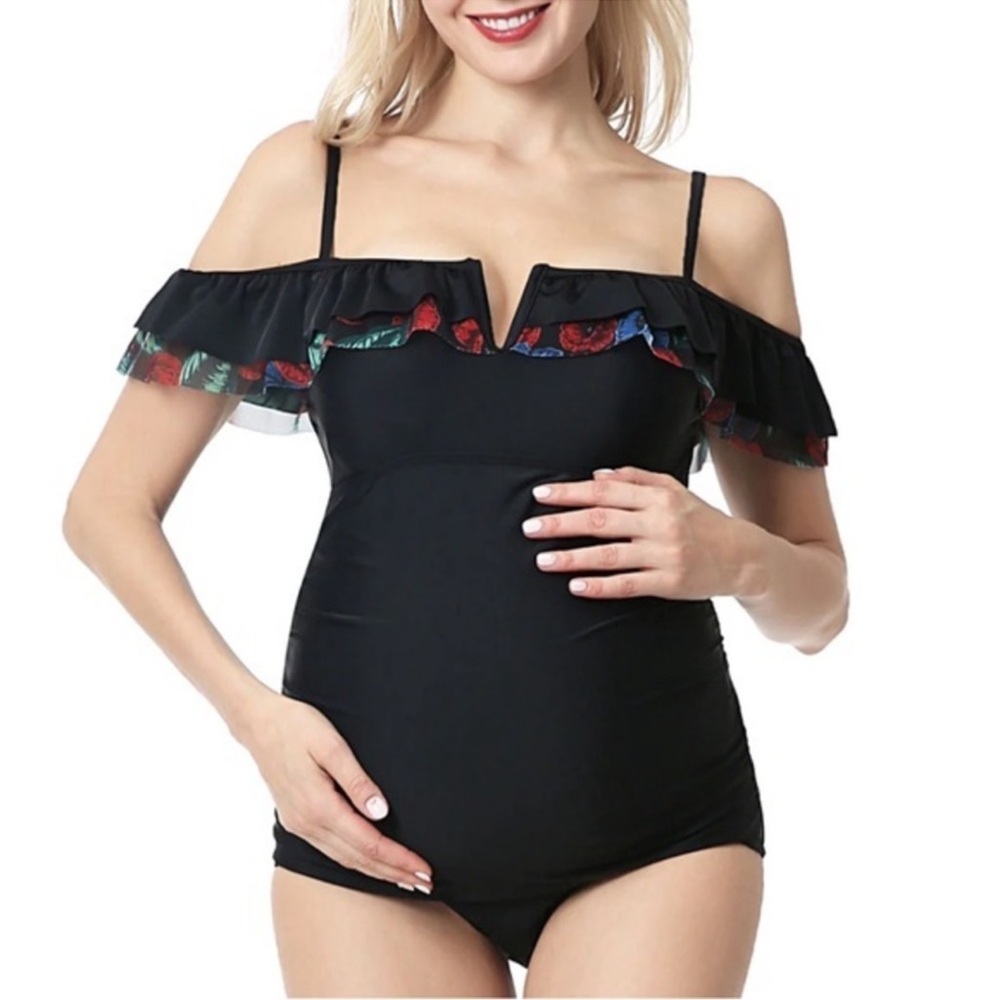 Kimi & Kai Nancy One Piece Maternity Swimsuit Sz M